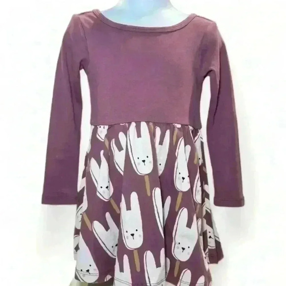Tea Collection Girls Purple Skirted Ballet Dress Size 2 Bunny Print - Picture 1 of 5